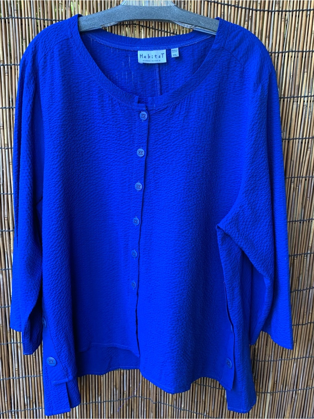 Habitat Button-Front Textured Top in Royal Blue XXL